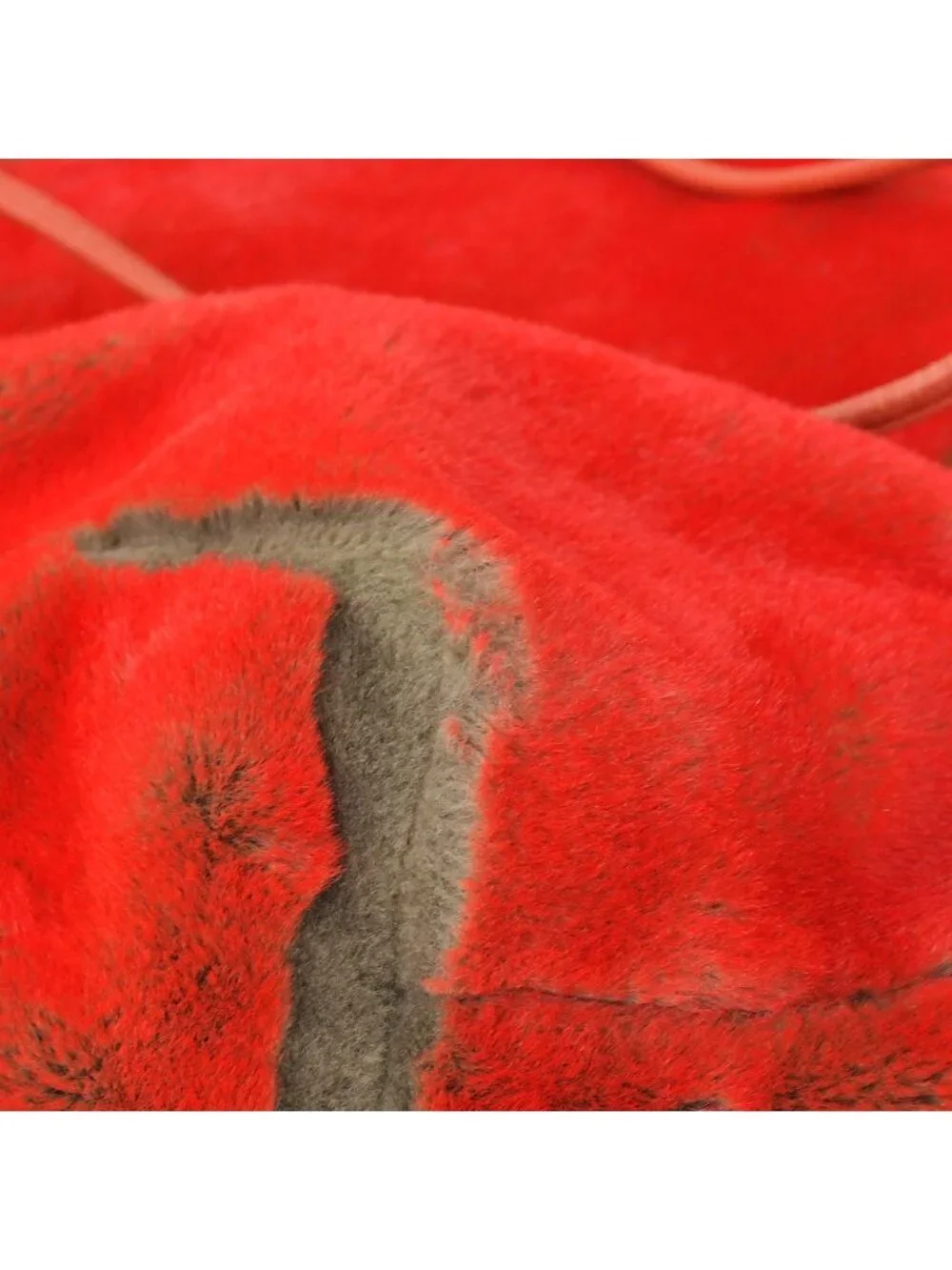 Fendi Tote Bag Rabbit Fur Leather Red Gold